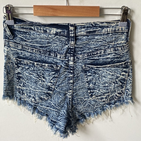 Aphrodite Acid Wash High Rise Blue Cutoff Shorts, Size M - Picture 3 of 11